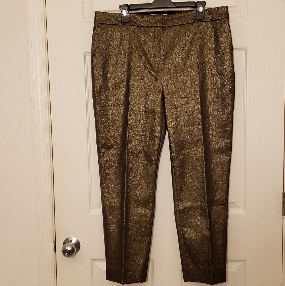 Boden Bronzy-Gold Metallic Trousers | Women's Size 14